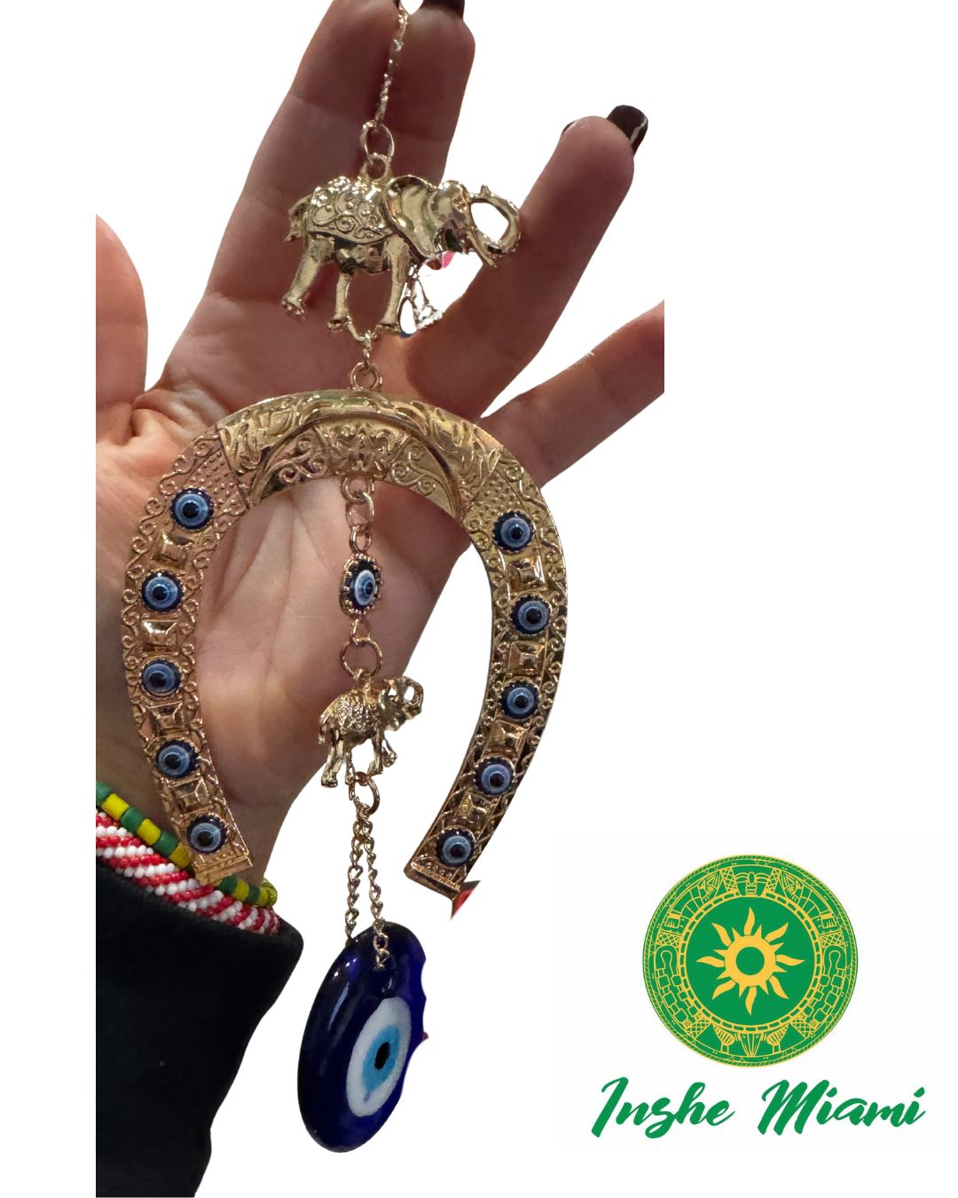 Colgante Herradura Dorado con Ojitos 7.5"