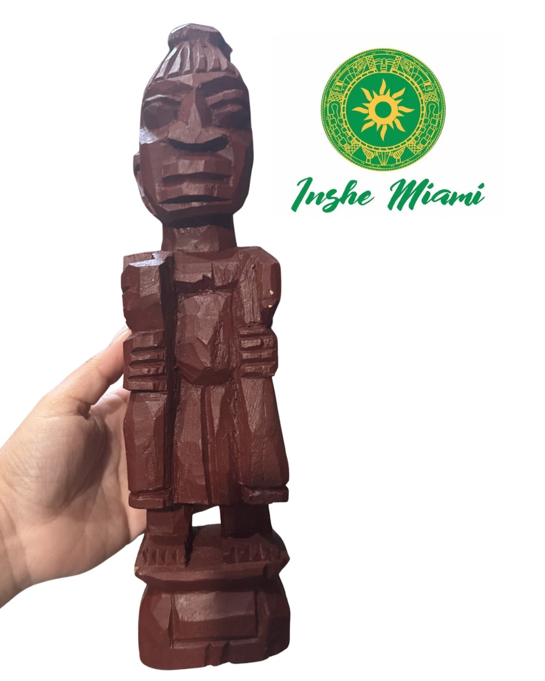 Icono de Shangó en Madera 14” – Escultura Tradicional de Nigeria | Inshe Miami