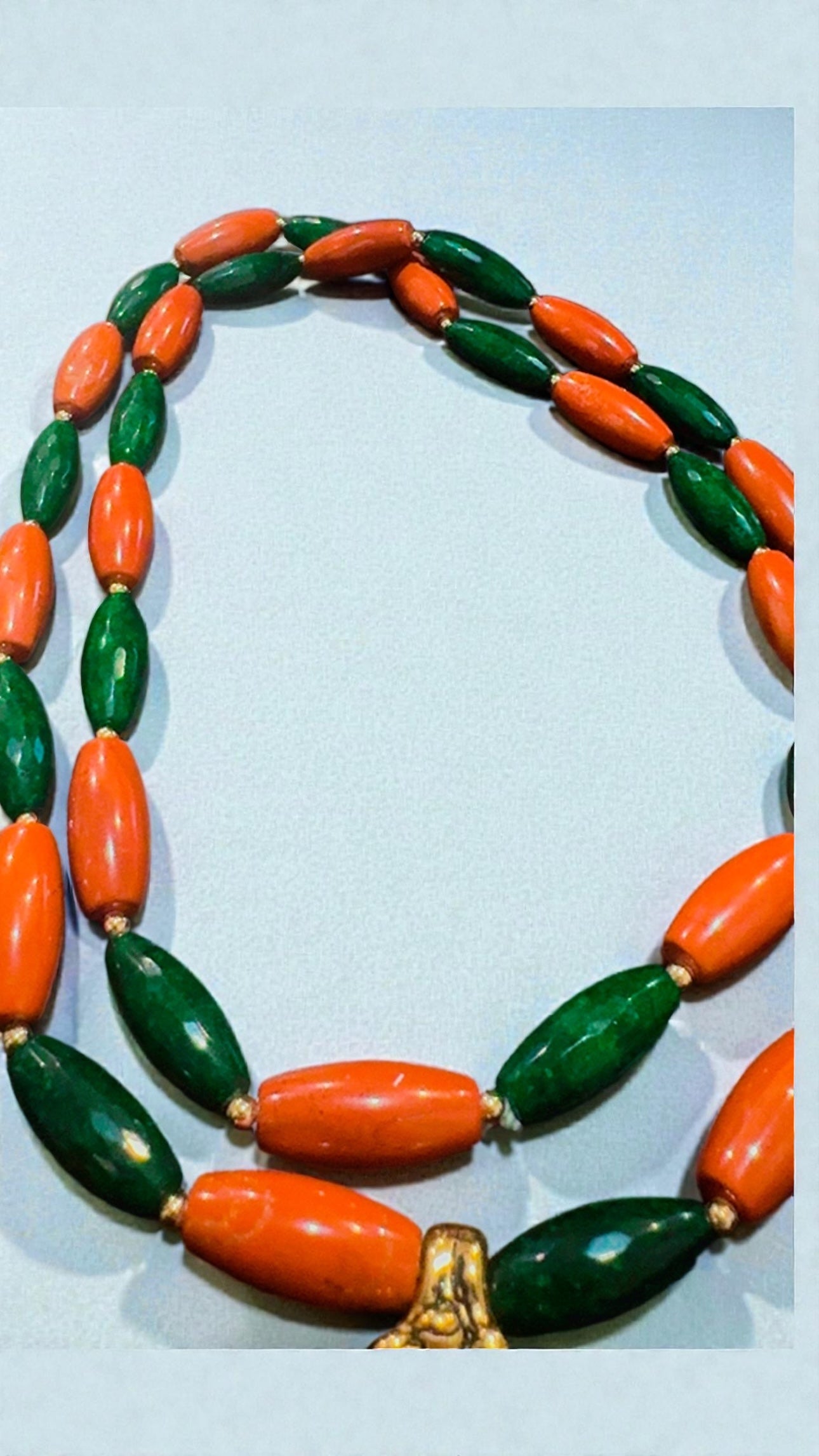 Collar Ifá Real con Cuentas de Piedra y Dije de Cabeza Yoruba