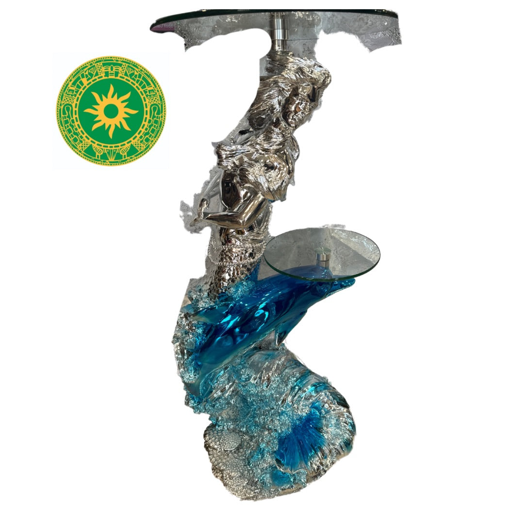 SILVER PEDESTAL WITH DOUBLE GLASS