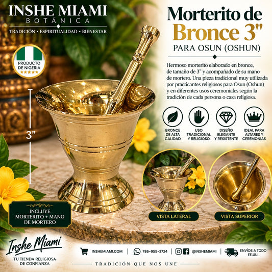 Morterito de Bronce 3" para Osun (Oshun) | Inshe Miami