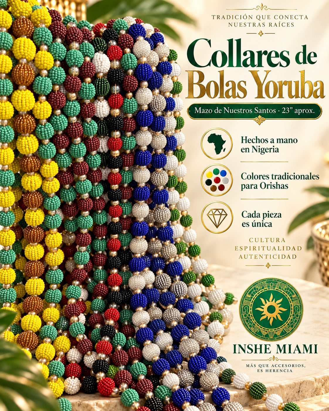 Yoruba Beaded Necklaces – Mazo for Our Saints (23") | Traditional Necklaces for Orishas