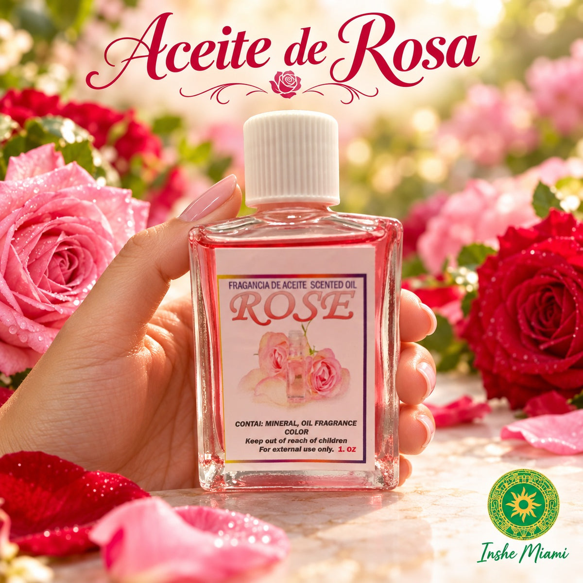 Aceite de Rosa 1 oz para Uso Espiritual y Tradicional | Inshe Miami