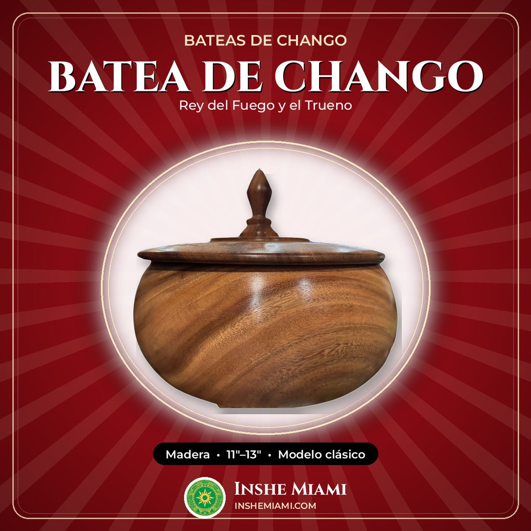 Batea de Madera Artesanal para Chango 11"–13" | Inshe Miami