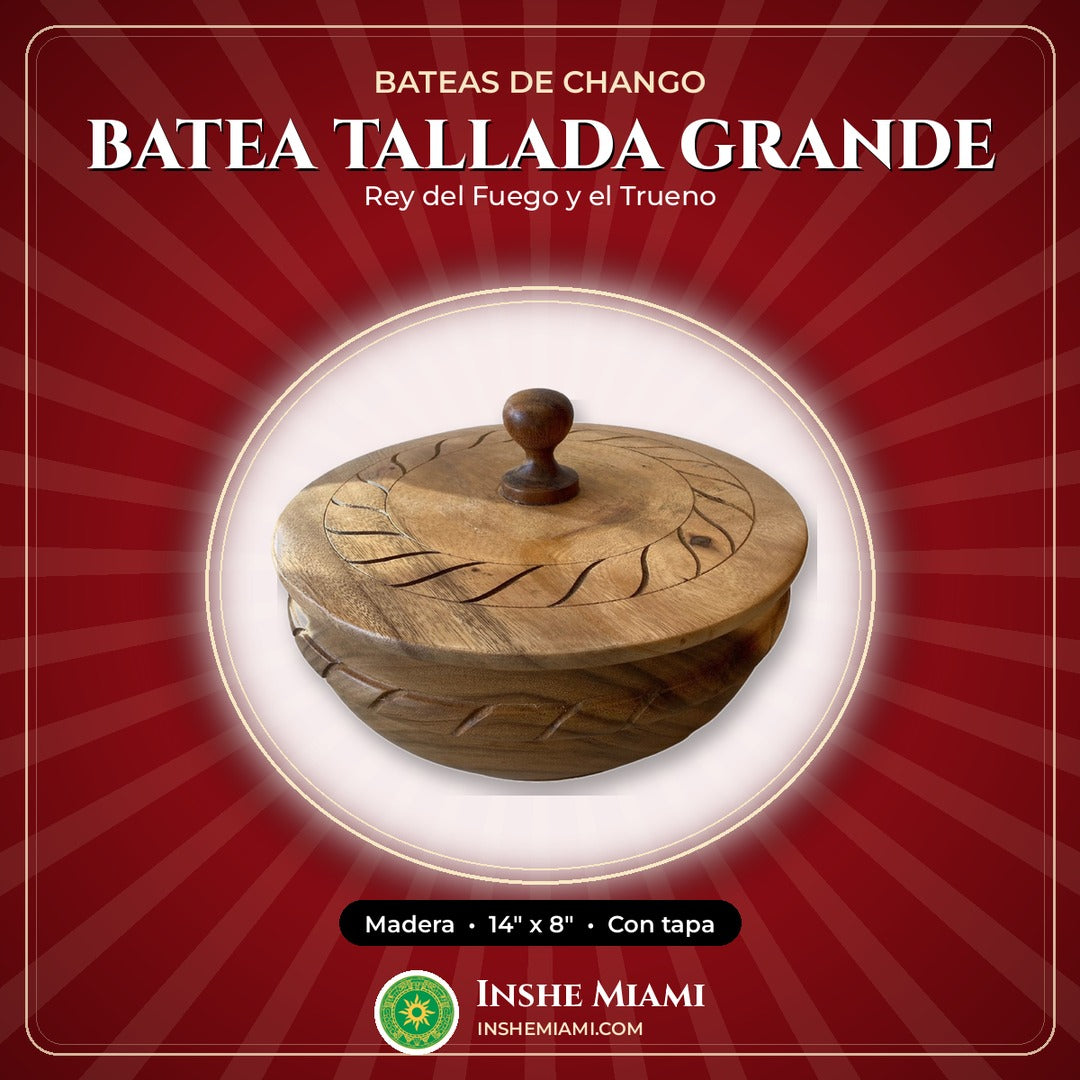 Batea de Madera Tallada Grande 14" x 8" | Inshe Miami