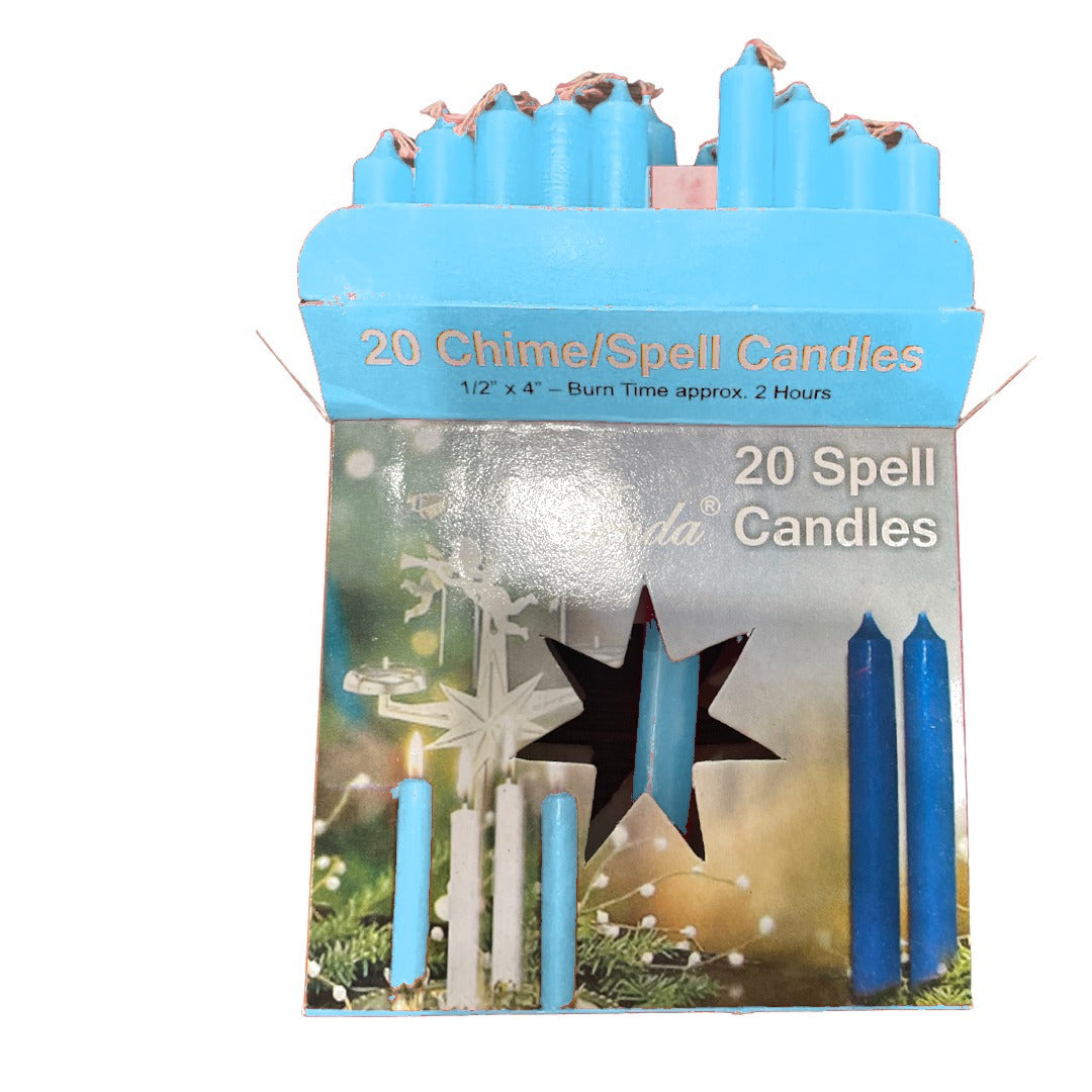 Caja de 20 velas azul claro de 4 pulgadas chime spell candles