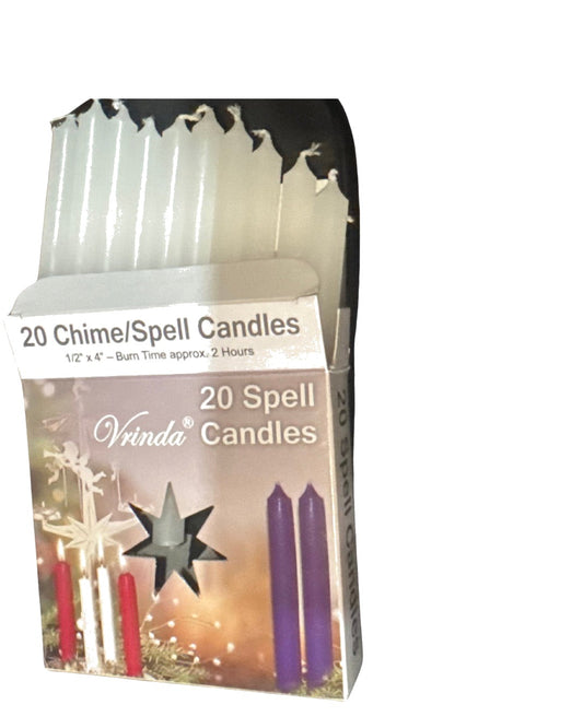 Caja de 20 velas blancas de 4 pulgadas chime spell candles