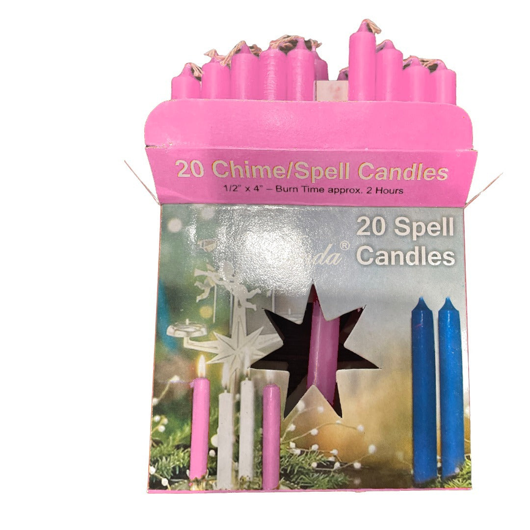 Caja de 20 velas rosadas de 4 pulgadas chime spell candles