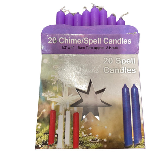 Caja de 20 velas violeta de 4 pulgadas chime spell candles