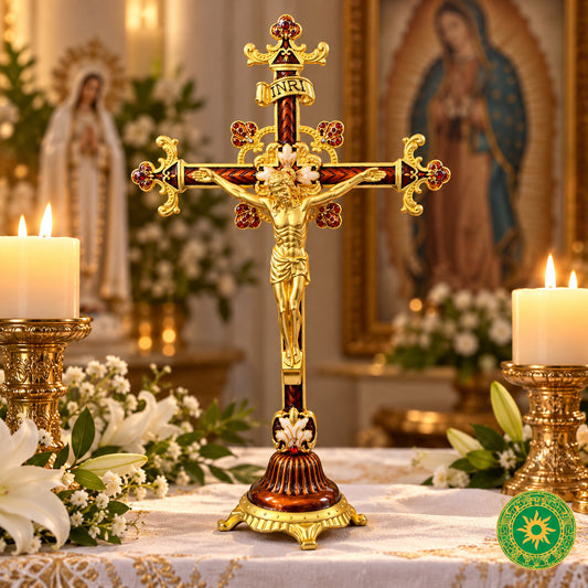 Cruz Metálica 13” con Cristo – Para Bóveda Espiritual y Altares | Inshe Miami