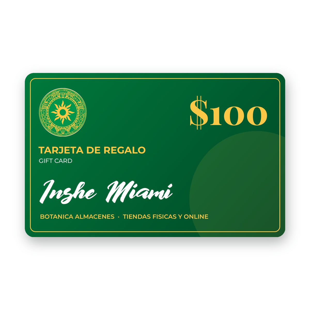 Tarjeta de Regalo Inshe Miami $100 | Inshe Miami