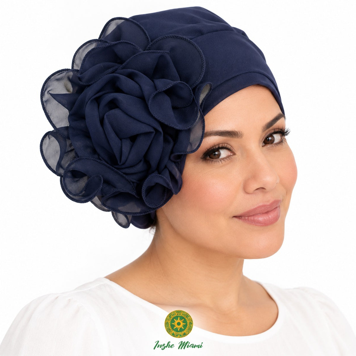 Gorro Religioso con Flor – Pañuelo Elástico para Osha, Ifá y Ceremonias | Inshe Miami