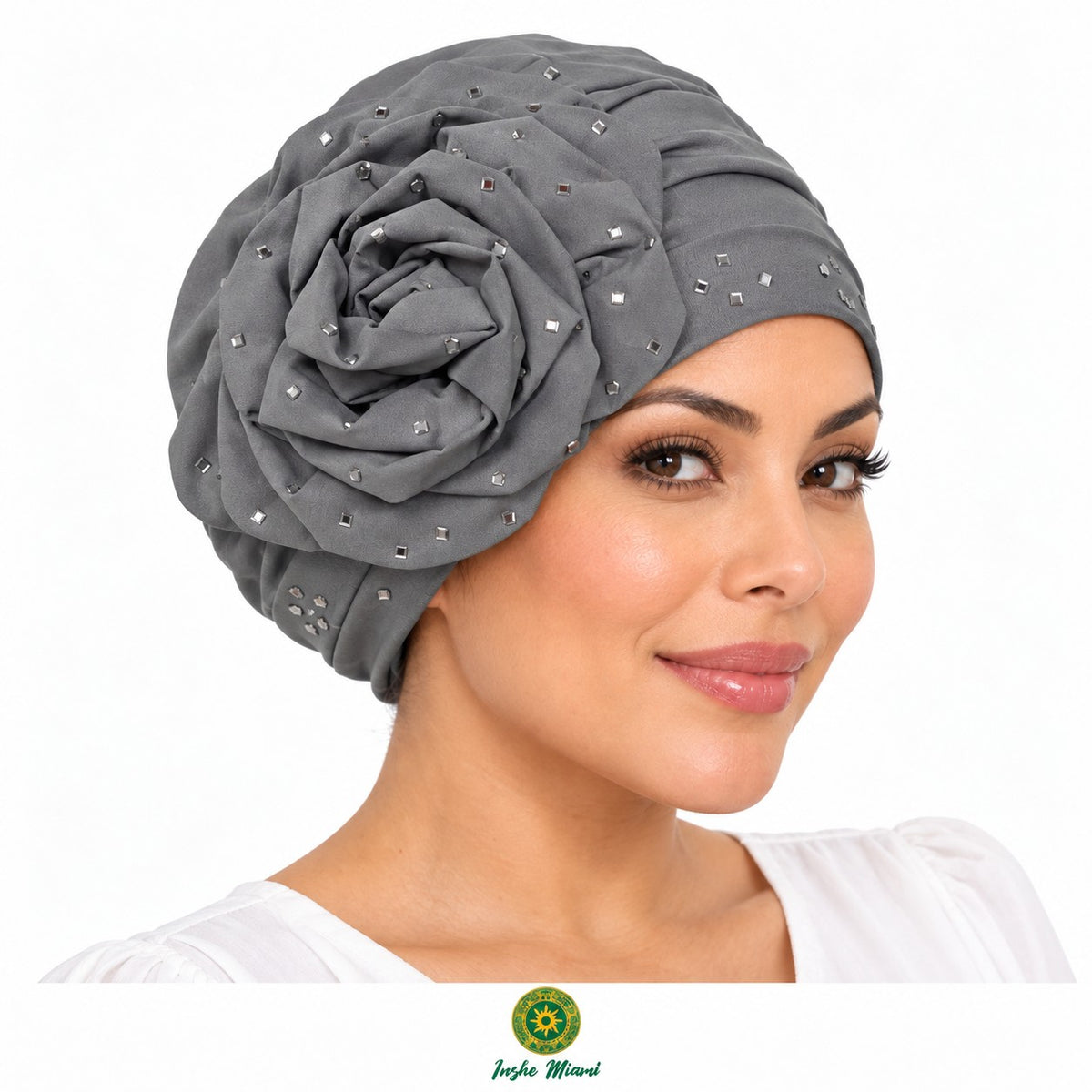 Flower Beanie Decorated with Pearls – Stretchy for Women and Girls | Inshe Miami