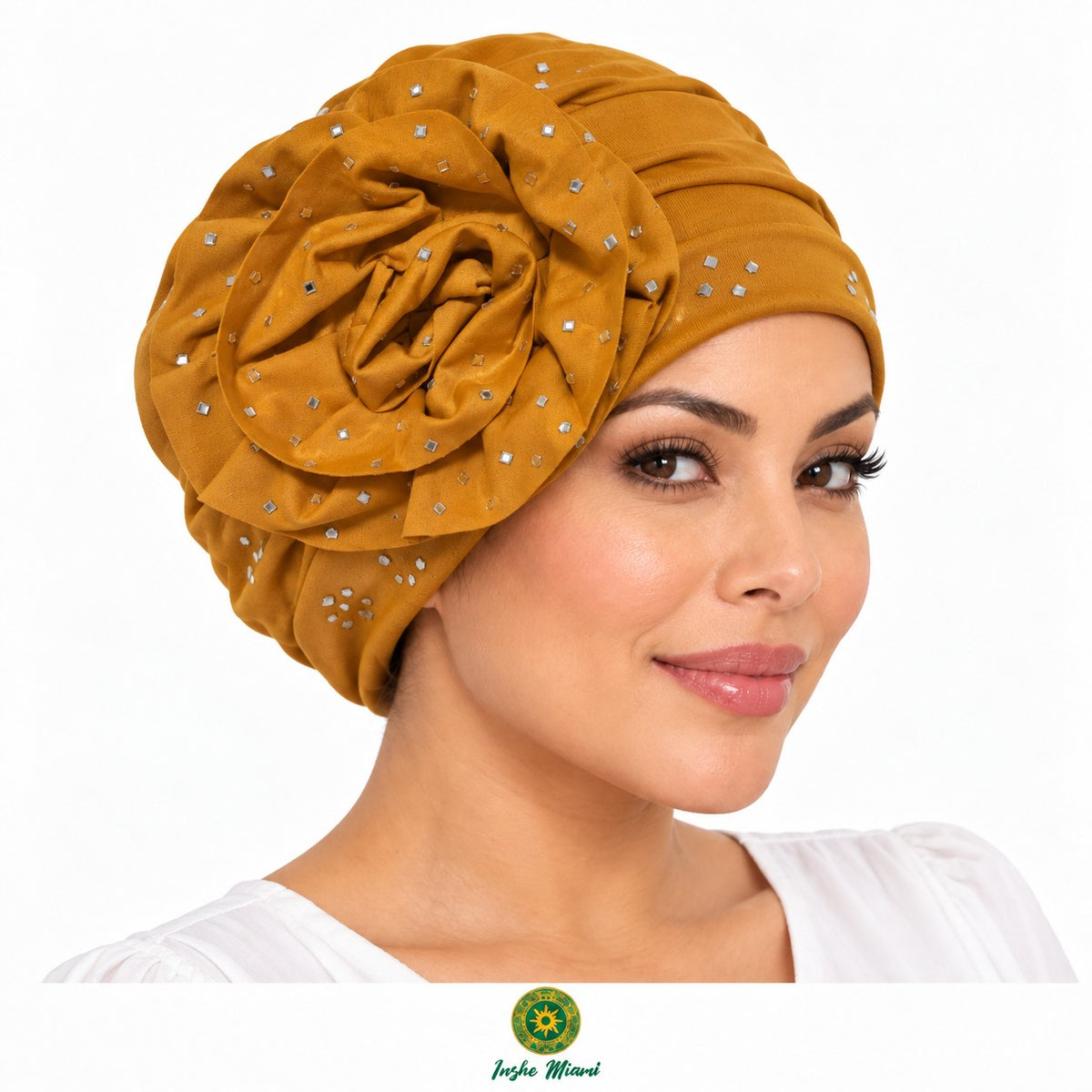 Flower Beanie Decorated with Pearls – Stretchy for Women and Girls | Inshe Miami