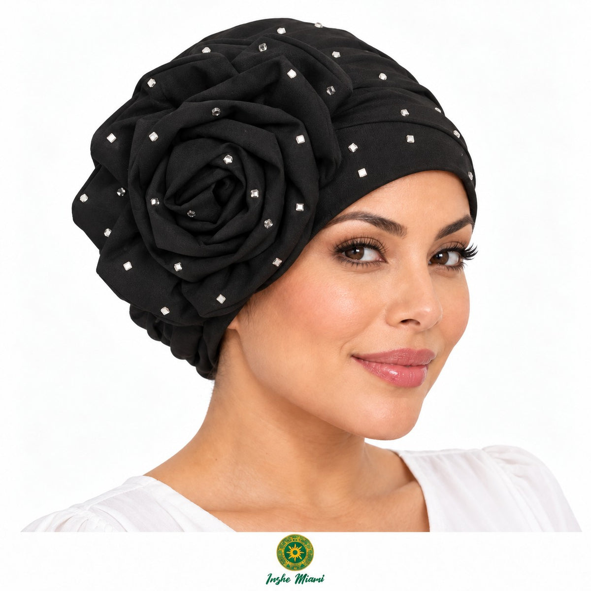 Flower Beanie Decorated with Pearls – Stretchy for Women and Girls | Inshe Miami