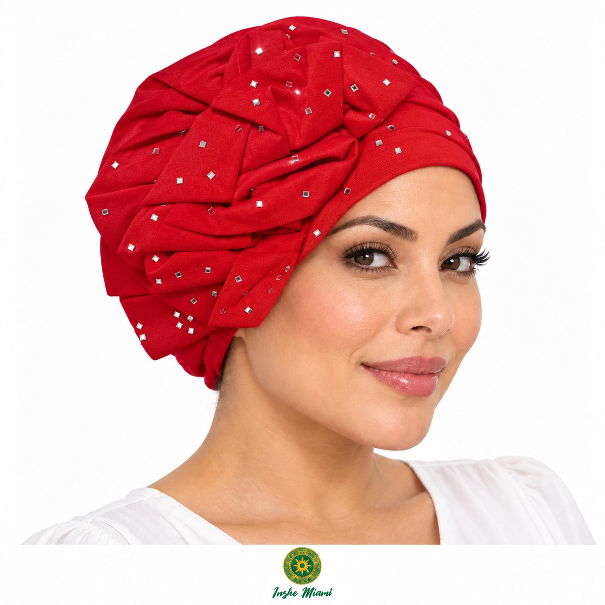 Flower Beanie Decorated with Pearls – Stretchy for Women and Girls | Inshe Miami