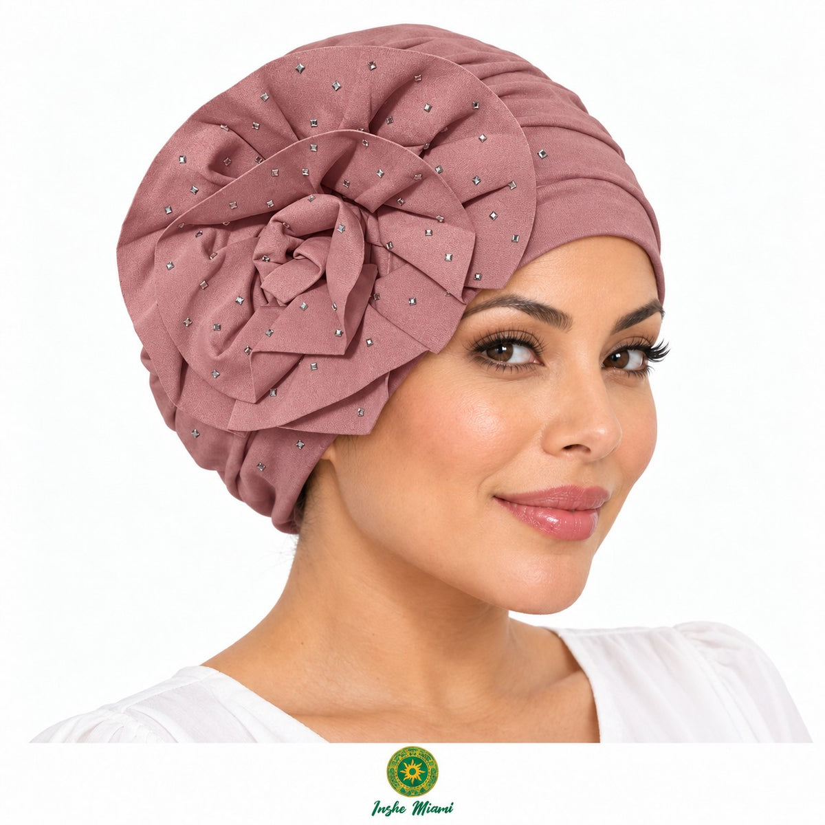 Flower Beanie Decorated with Pearls – Stretchy for Women and Girls | Inshe Miami