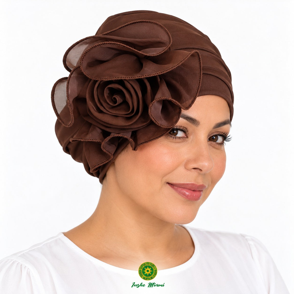 Gorro Religioso con Flor – Pañuelo Elástico para Osha, Ifá y Ceremonias | Inshe Miami