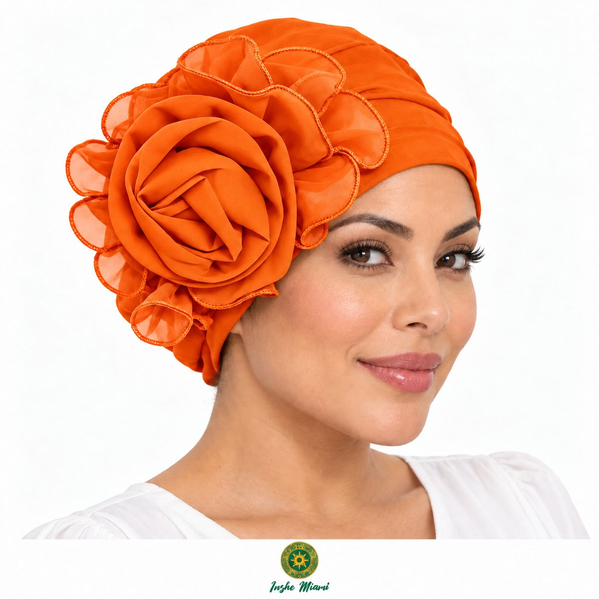 Gorro Religioso con Flor – Pañuelo Elástico para Osha, Ifá y Ceremonias | Inshe Miami