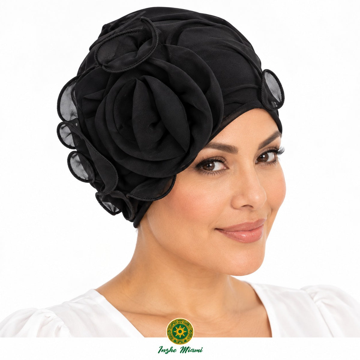 Gorro Religioso con Flor – Pañuelo Elástico para Osha, Ifá y Ceremonias | Inshe Miami