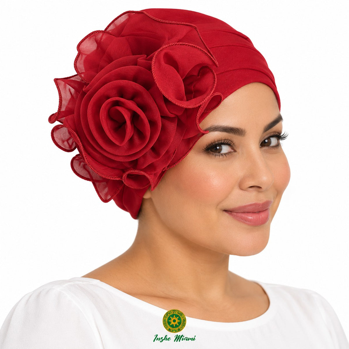 Gorro Religioso con Flor – Pañuelo Elástico para Osha, Ifá y Ceremonias | Inshe Miami