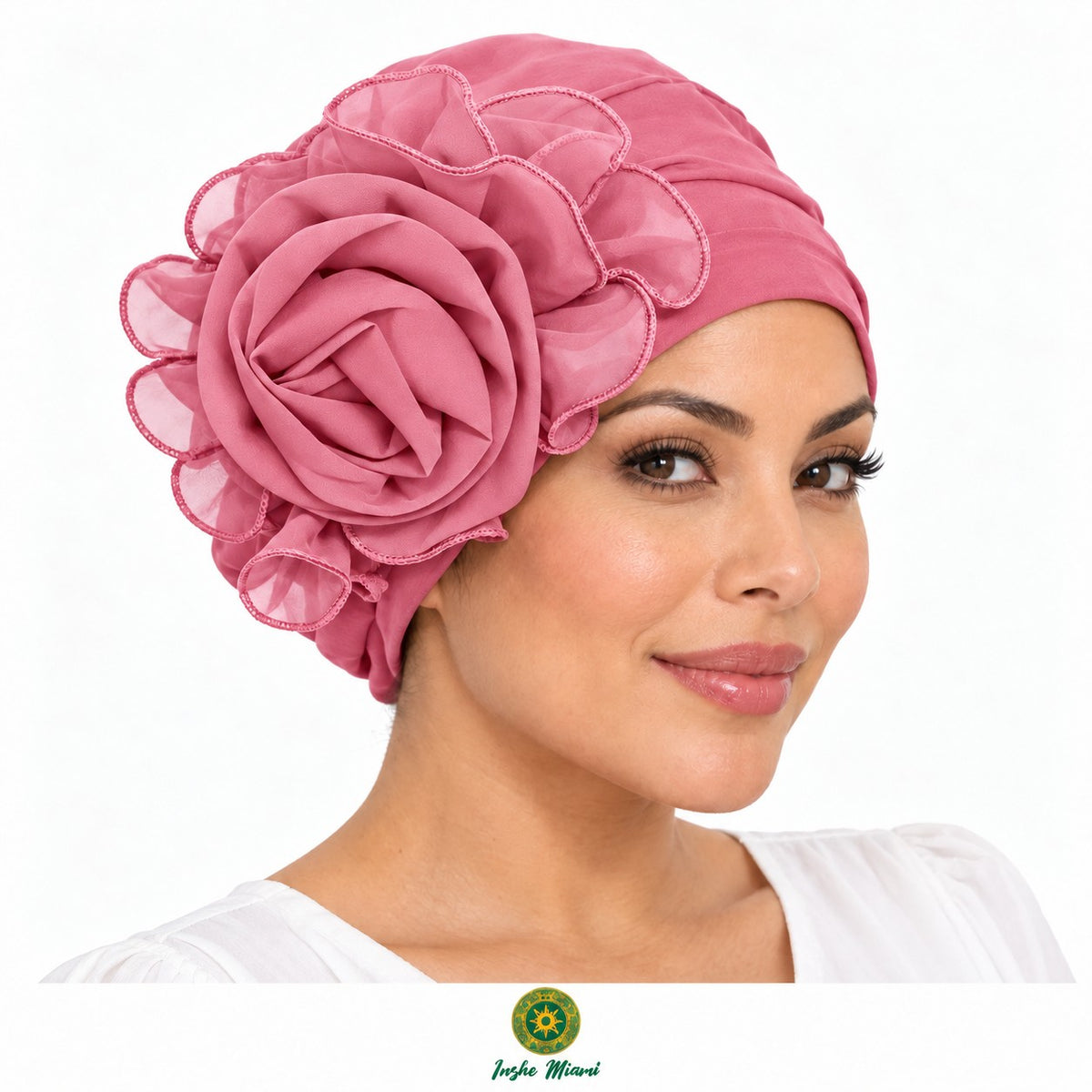 Gorro Religioso con Flor – Pañuelo Elástico para Osha, Ifá y Ceremonias | Inshe Miami
