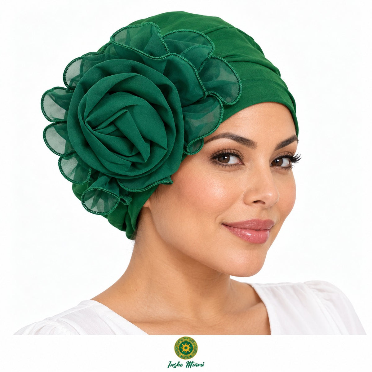 Gorro Religioso con Flor – Pañuelo Elástico para Osha, Ifá y Ceremonias | Inshe Miami