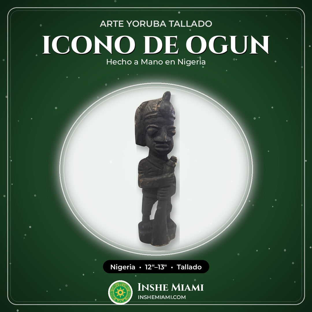 Icono de Ogun Tallado en Madera 12"–13" | Inshe Miami