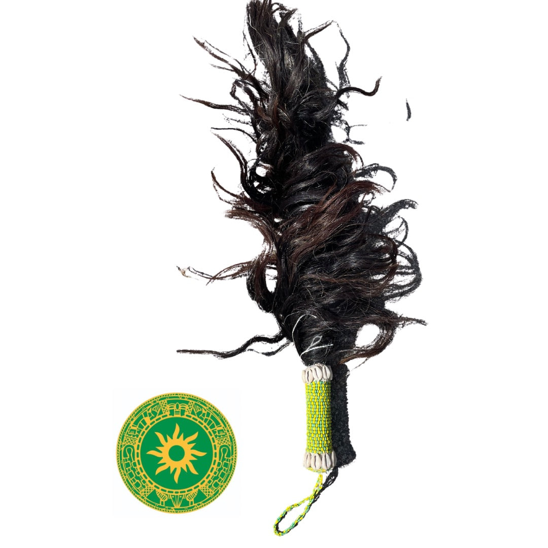Iruke Afrocubano Criollo 48” – Green and Yellow Horse Tail - Oya | Inshe Miami