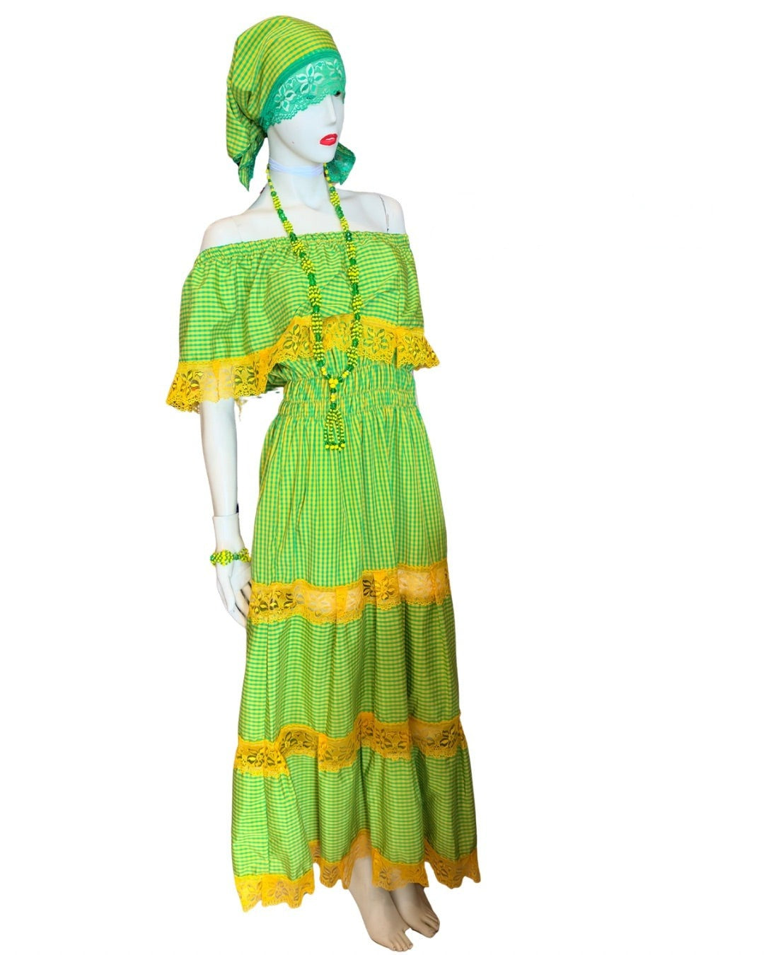 Vestido de Guinga Amarilla y Verde para Ochun | Inshe Miami