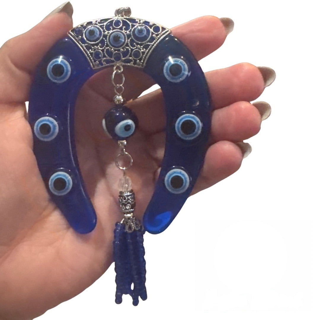 Colgante Azul con Ojitos y Herradura – 9.5" | Inshe Miami