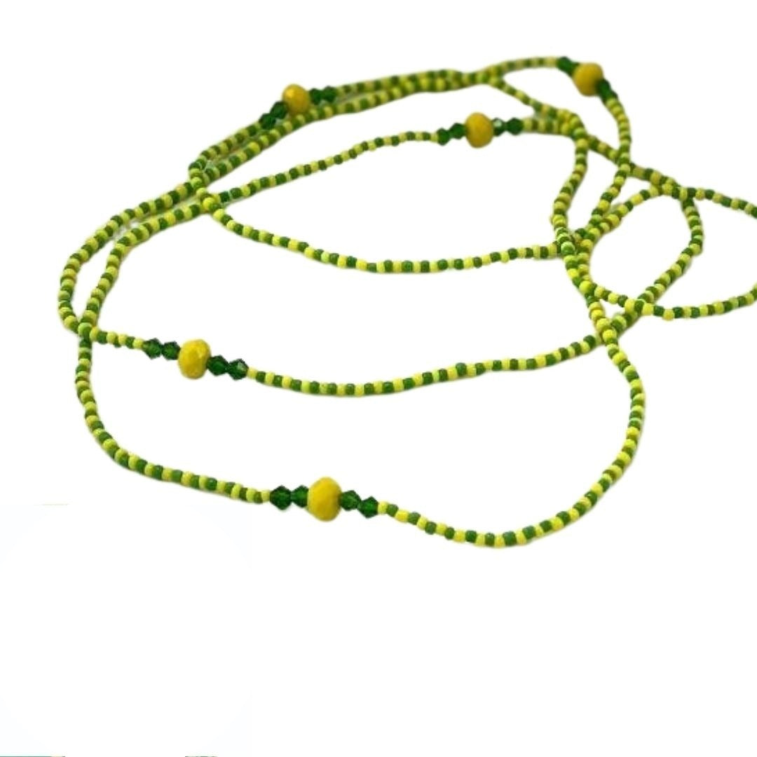 Collar Adornado Fino de Orula – Verde y Amarillo | Inshe Miami