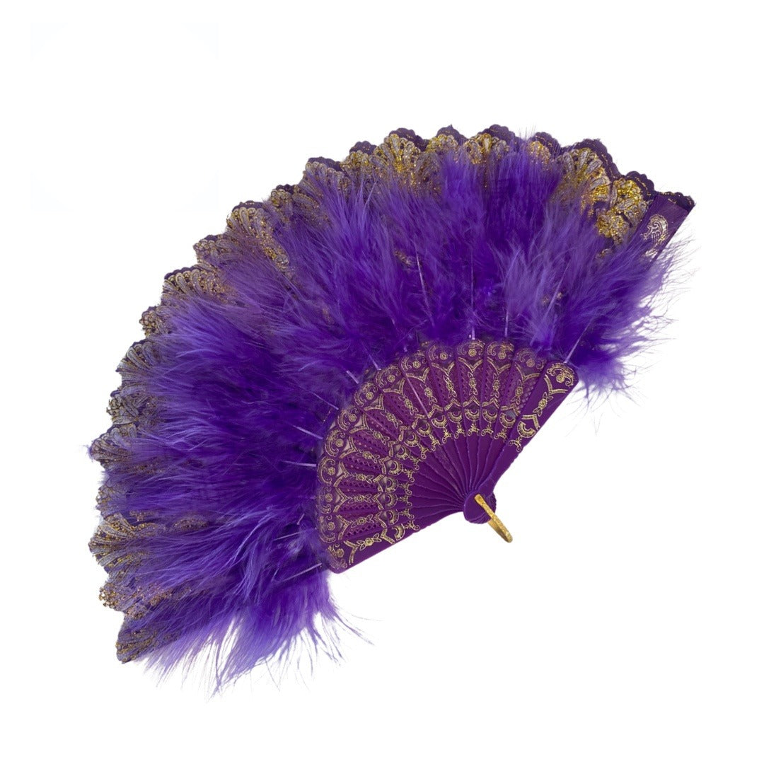 Abanico Violeta con Plumas | Inshe Miami