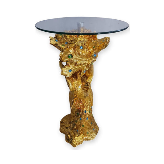 Pedestal Dorado con Cristal 36"