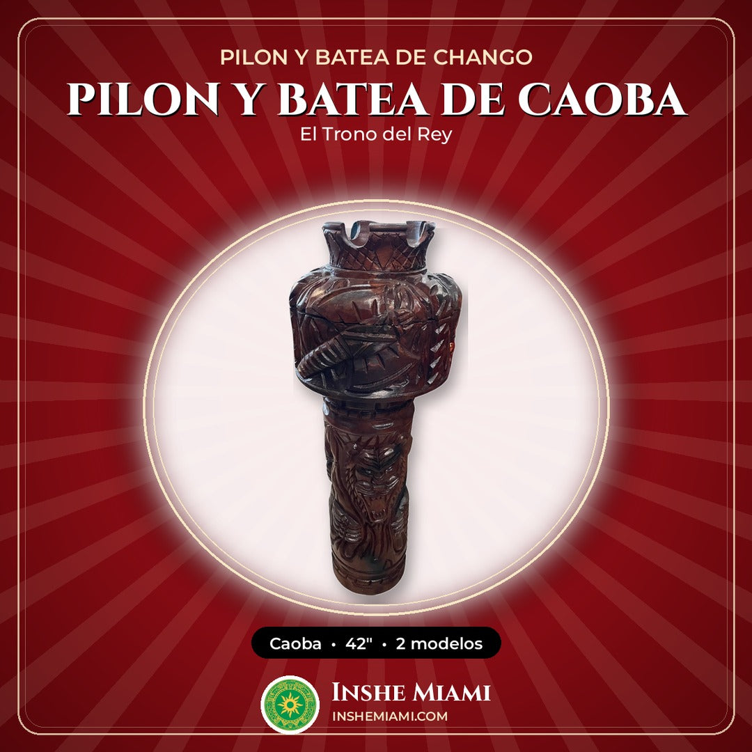 Pilon y Batea de Chango en Caoba 42" | Inshe Miami