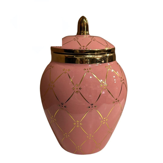 Pozuelo tinaja de porcelana 9 pulgadas rosado con dorado para Nanú