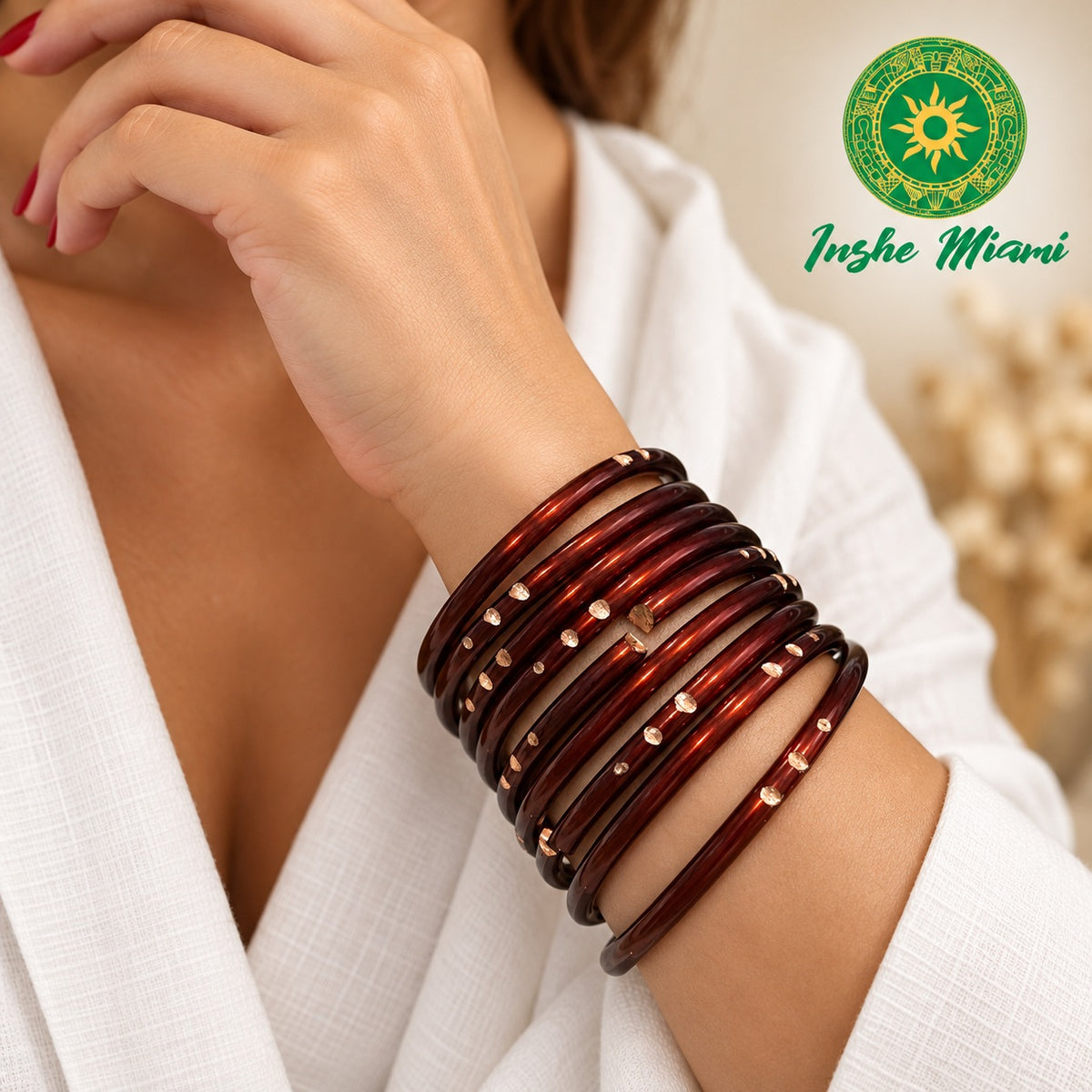 Pulsos de Oyá en Cobre – Set de 9 Manillas Tradicionales | Inshe Miami