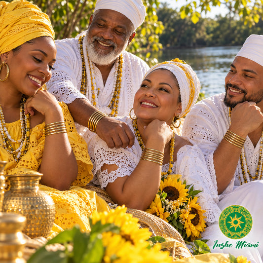 Juego de 5 Pulsos Dorados para Oshún – Pulseras Tradicionales | Inshe Miami