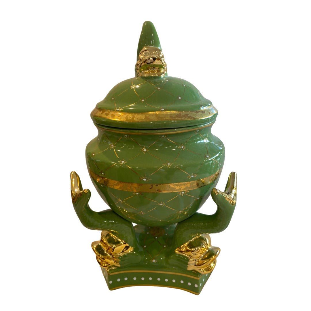 Sopera grande 3 peces 15 pulgadas verde con dorado para Inle