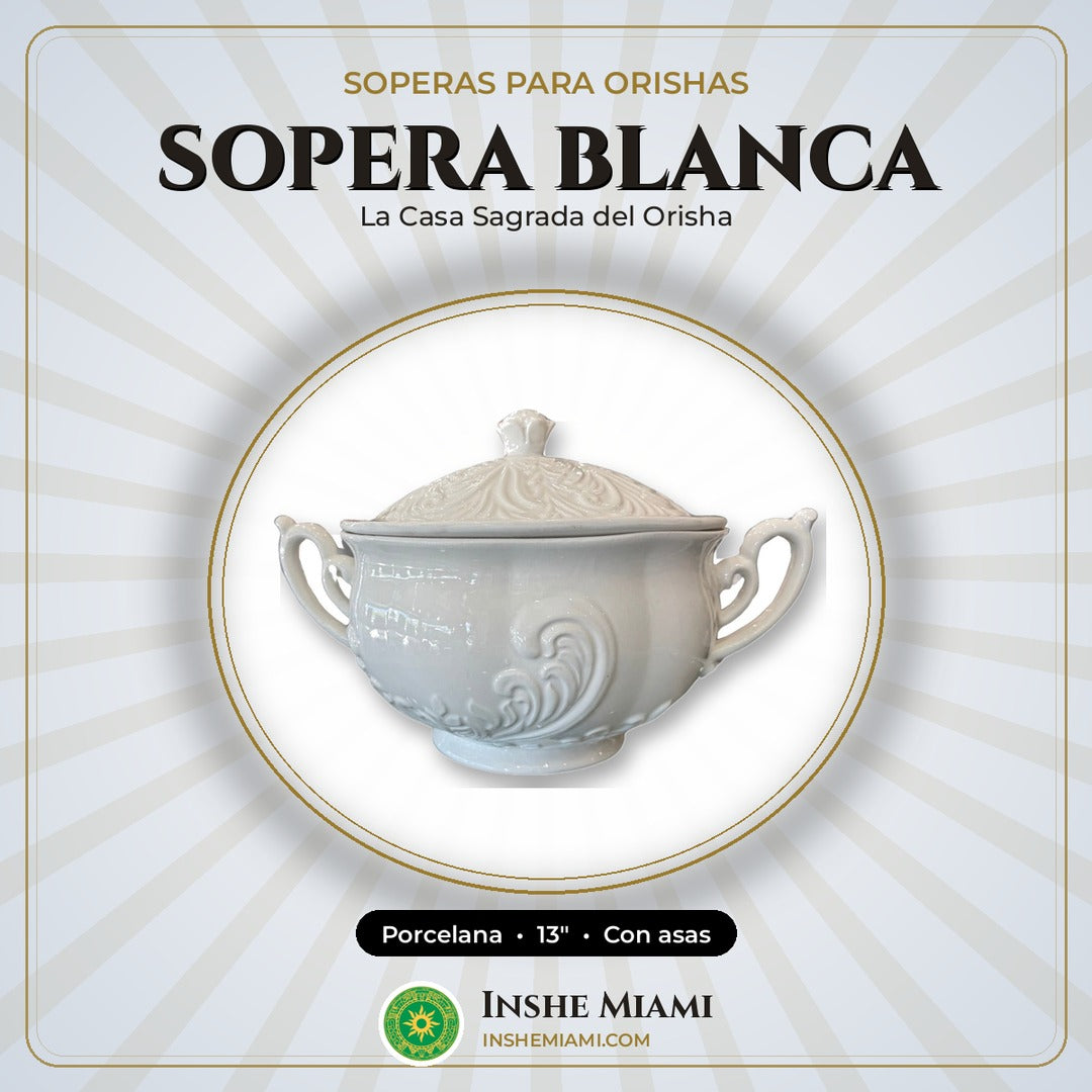 Sopera Blanca Mediana con Asas 13" | Inshe Miami