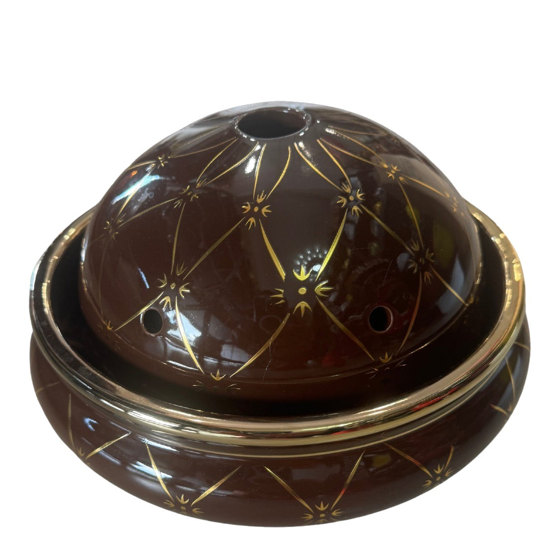 Sopera de San Lázaro de porcelana 9 pulgadas carmelita con dorado