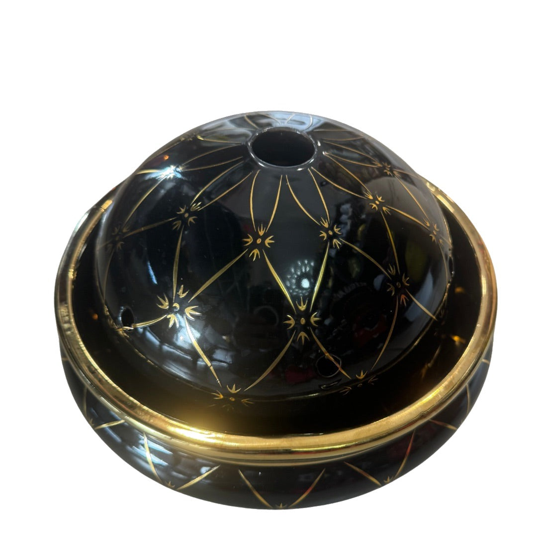 Sopera de San Lázaro de porcelana 9 pulgadas negra con dorado