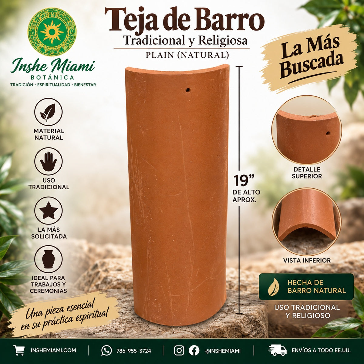 Large 19” Clay Roof Tile – For Eggun, Orisha Oko, and Orun Roof Tile