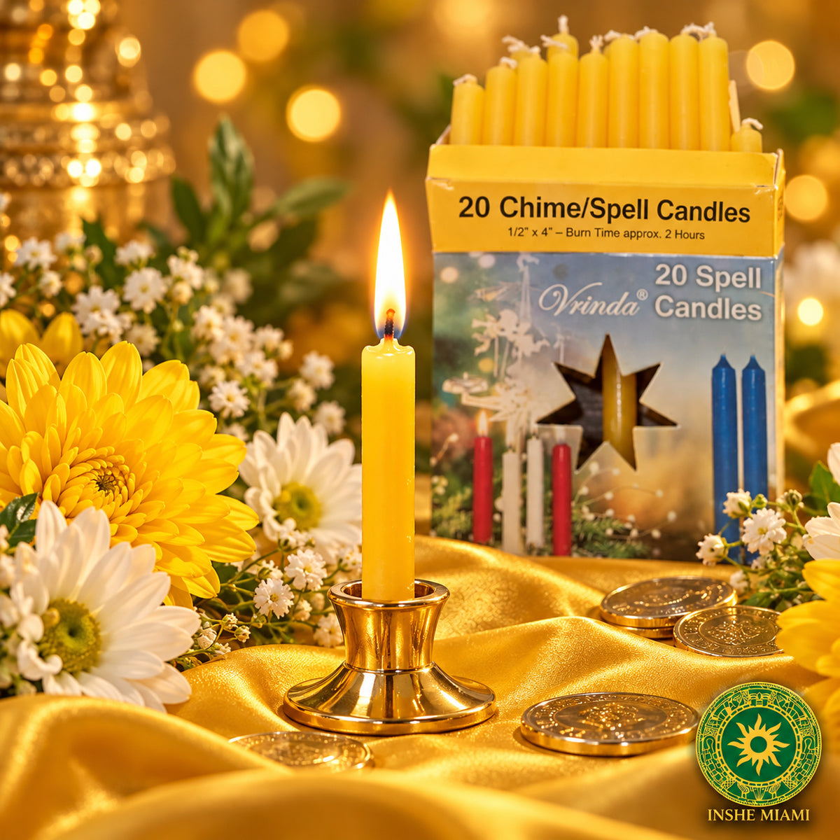 Caja de 20 Velas Amarillas 4” – Velas para Altares, Ceremonias y Uso Tradicional | Inshe Miami