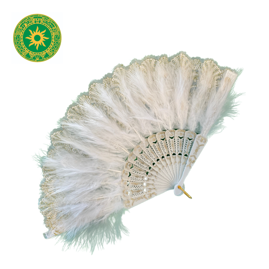 White Fan with Feathers - White Fan