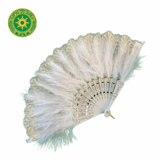 Abanico Blanco con Pluma