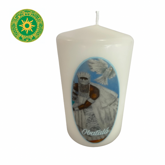 CANDLE WITH OBATALA IMAGE 5"