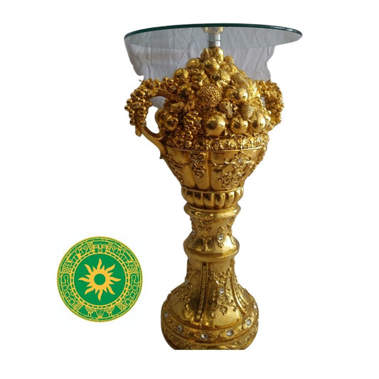 GOLDEN PEDESTAL WITH GLASS