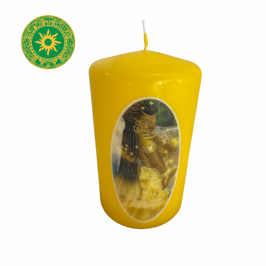 CANDLE WITH IMAGE OSHUN 5"