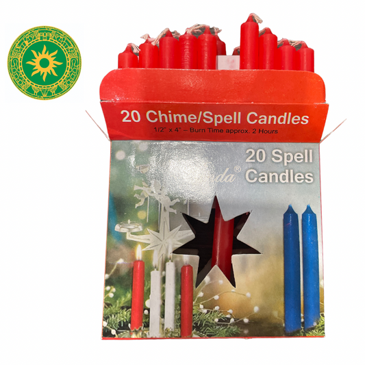 BOX OF 20 4" RED CANDLES